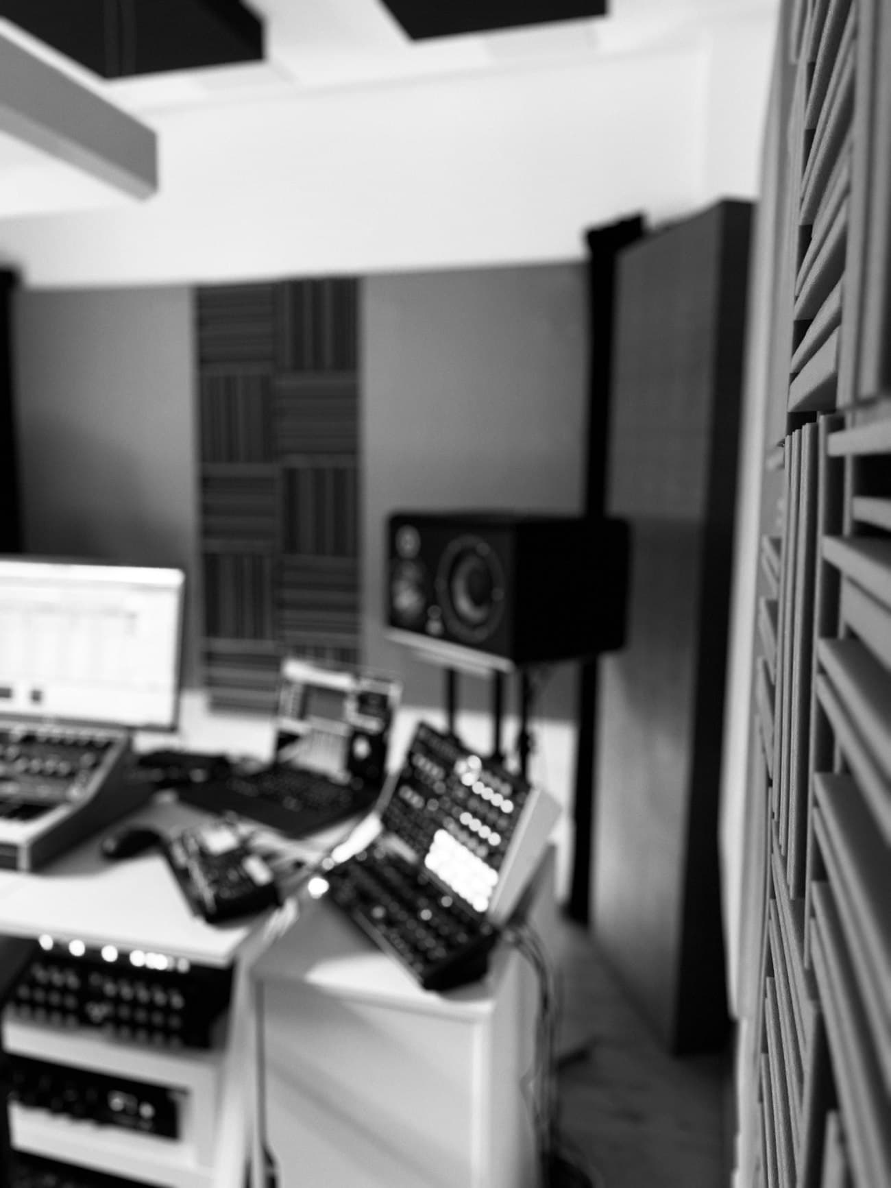 Acoustically treated mastering room at the MYR studio